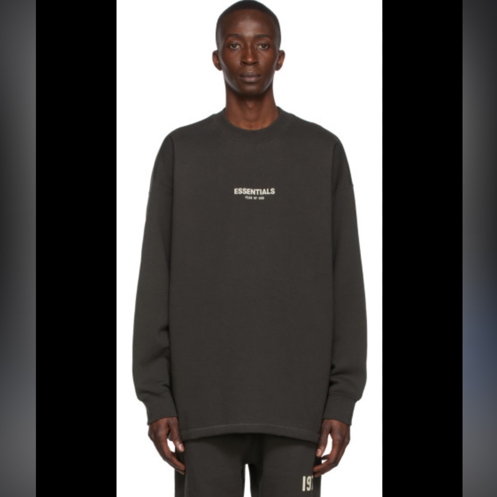 Fear of God ESSENTIALS Black Relaxed Crewneck Sweatshirt